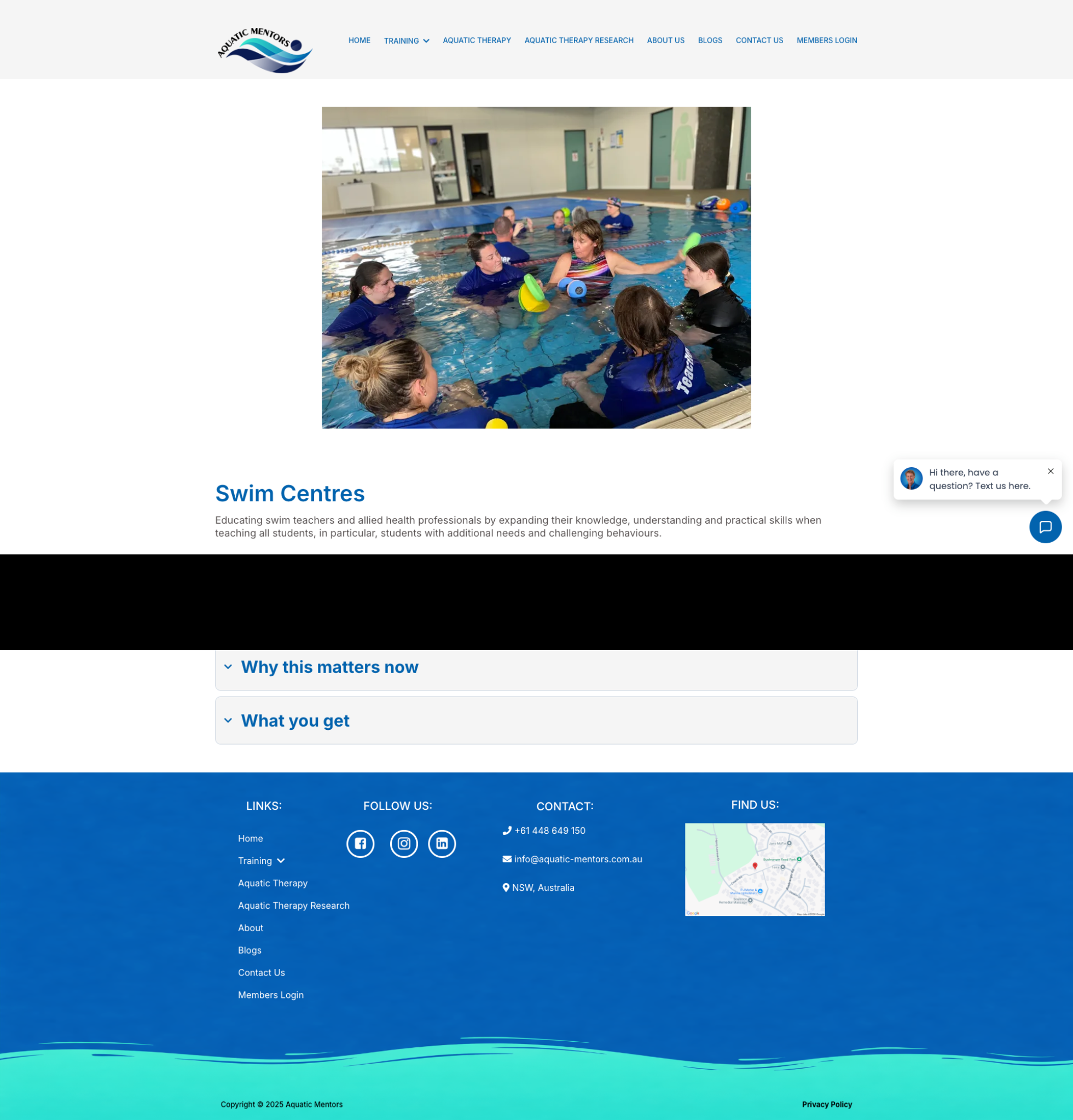 Swim centre training